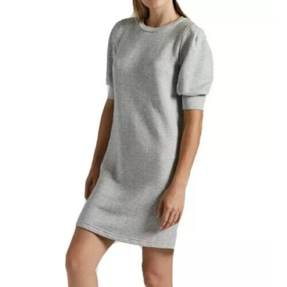 Current Elliot Grey Puff Sleeve Sweatshirt Dress